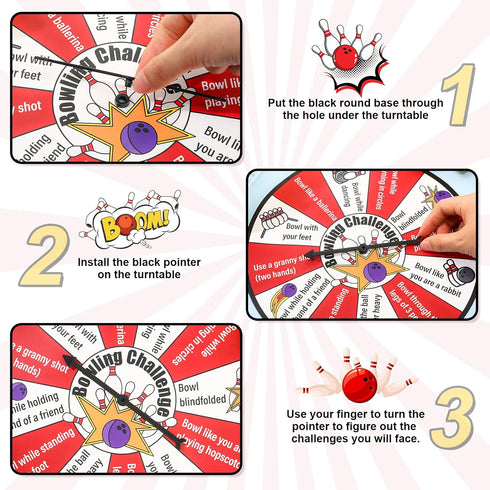Bowling Challenge Game Spinner for Bowling Mini Party Favors Bowling Birthday Party Favors Mini Bowling Game Bowling Birthday Party Supplies for Boys Girls
