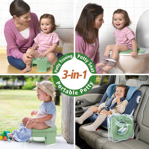 MCGMITT Portable Potty for Kids Travel - Foldable Training Toilet Chair for Toddler Girls with Storage Bags, Potty