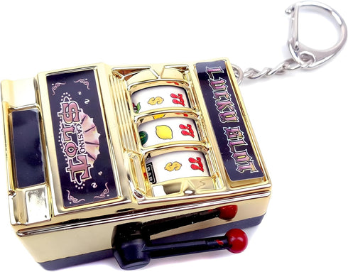 Mini Slot Machine Toy, Funny Lucky Bank with Spinning Reel and Keychain for Festivals