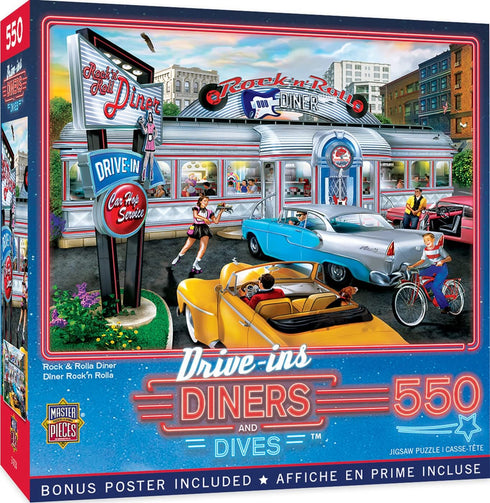 MasterPieces 550 Piece Jigsaw Puzzle for Adults, Family, or Kids - Rock & Rolla Diner - Nostalgic Retro Puzzle