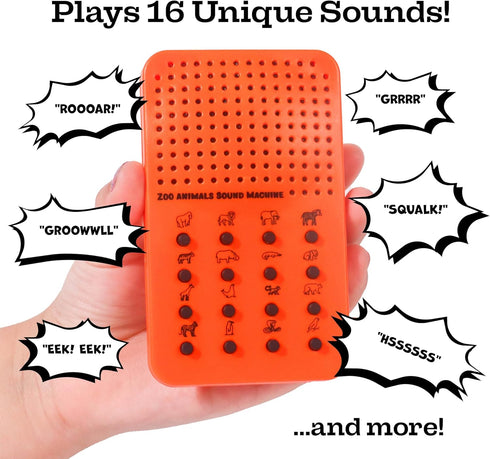 16 Zoo Animal Noisemaker with Sounds, Roars, Growls, Hisses, Screeches and Noises, Portable Jungle Electronic Sound