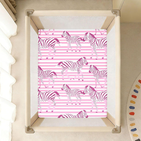 Bseiialft 52 28 Pink White Zebras Stripes Crib Sheets for Boys Girls Soft and Breathable Cotton Baby Sheets