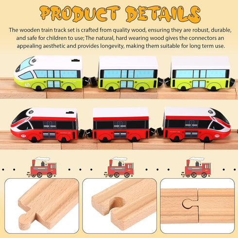 Pack 8 Packs (2 Liliful of Wood Train Track Expansion Compatible with Most Train Tracks Sizes,Mixed Straight)