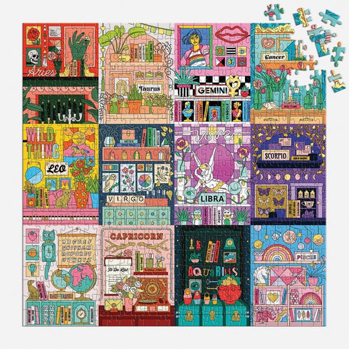 House of Astrology 500 Piece Foil Puzzle from Galison - 20"x20", Beautifully Illustrated, Fun Activity for Zodiac