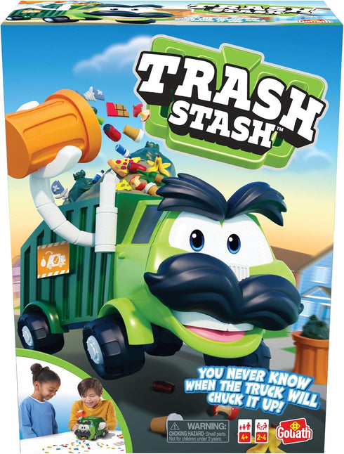 Goliath Trash Stash Game - Fill Trashcan and Watch It Dump Into Garbage Truck, Ages 4 and Up, 2-4 Players
