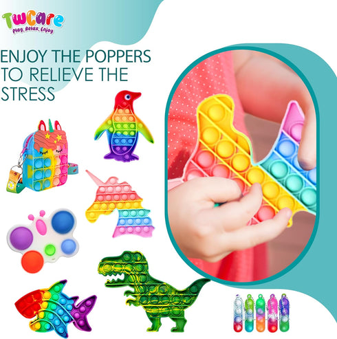 TwCare 120 Pack, Set Pcs Fidget Toys Pop Sensory Party Favors Gifts for Kids Adults Boy Girl Stocking Stuffers Autistic