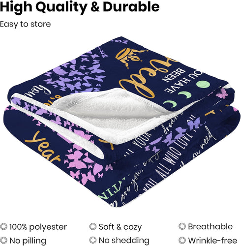 1 Year Old Girl Gifts, 1st Birthday Blanket, Happy 1st Birthday Throw Blanket, 50"x40", Butterfly