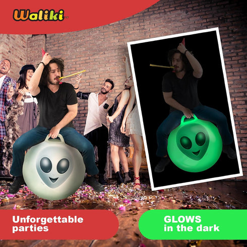 29" WALIKI Hop Ball for Adults | Glow in The Dark Alien Hopping Ball | Sit and Bounce Ball | Great for Team Building