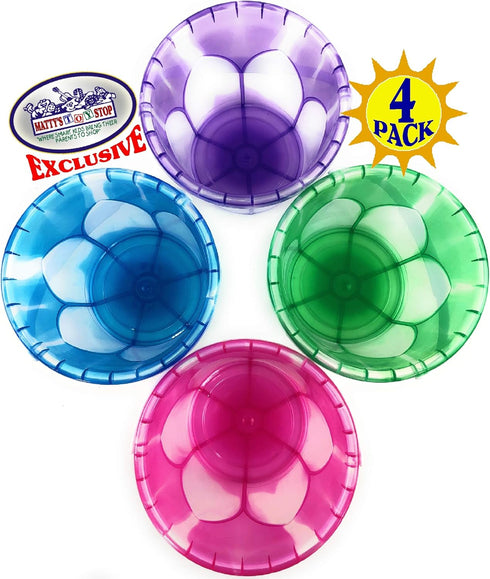 6.5" Set 4 Pack Matty's Toy Stop Beach Gear Opaque Plastic Sand Buckets (Pails) Blue, Pink, Green & Purple Party Bundle