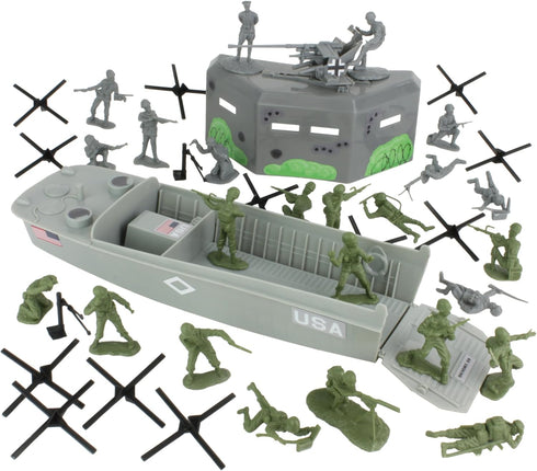 BMC Toys WW2 40pc Playset BMC D-Day Plastic Army Men - Utah Beach Soldier Figures