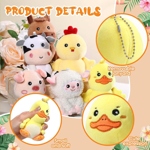 12 4 Inch Pcs Mini Farm Stuffed Animals Bulk Farm Plush Toys Animals Plush Cow Horse Duck Chick Pig Sheep for Wedding