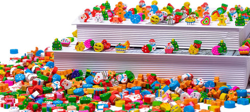 Mini Erasers for Kids Bulk, 300+ PCS Fun Food Animal Pencil Erasers for 100th Day of School