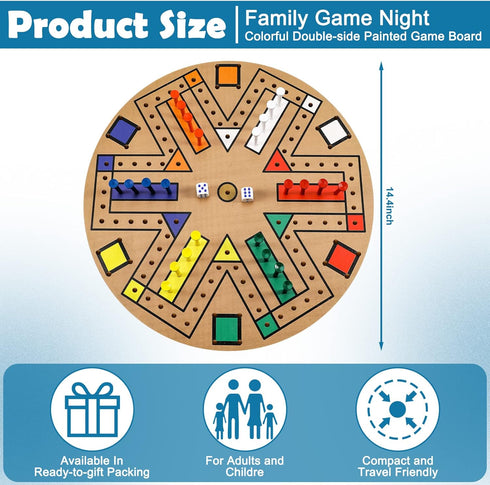Kathfly Fast Track Board Game Set for 3-6 Players with 24 Pieces and 2 Dice, Fast Track Game Night
