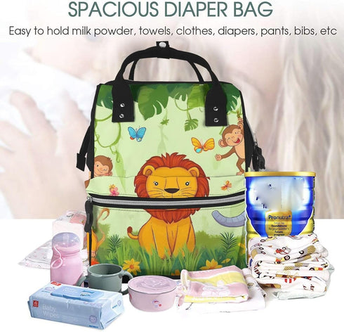 Qewfoju Backpack Backpack African Animals in the Jungle Print Diaper Bag Large Capacity Diaper Baby Changing Bags