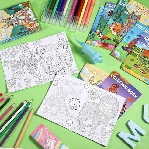 72 Pasimy Pcs Animals Coloring Books DIY Mandala Ocean Jungle Animal Coloring Book Mini Holiday Activity Supplies