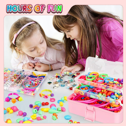 1600 Set, 3-9 FUNZBO Pcs Pop Beads with Bracelet Making Kit, Jewelry Making Kit for Little Girls, Arts and Crafts Toys