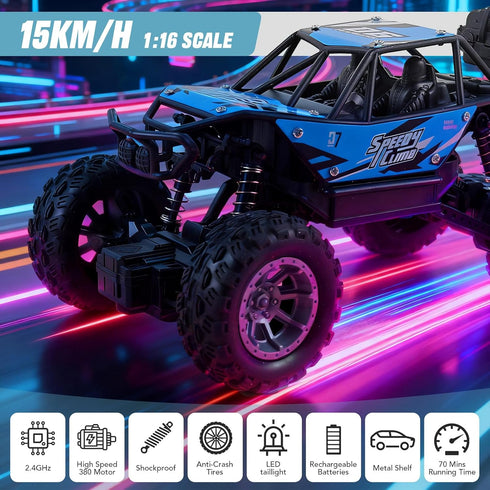 NXD 1:18 4WD 2.4 6 7 8 9 10 11 12, RC Truck, Remote Control Car with Spray & Light, All Terrain Off-Road Monster Truck