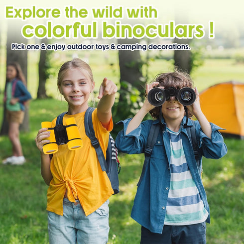 Liliful 12 Sets Kids Binoculars and Compass Play Set - Shockproof High Resolution Binoculars for Outdoor Activities