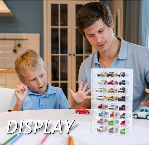 Hot Wheels & Matchbox Display Case Storage for 24 Cars, Wall Mount, 2 Pack, 1/64 Scale Toy Cars