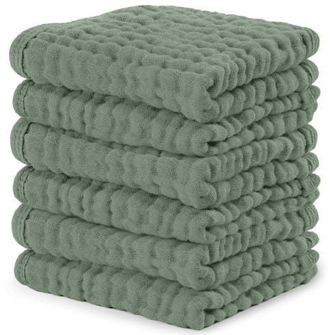 Comfy Cubs Muslin Baby Washcloths 6 Pack - Soft 6-Layer Cotton Wash