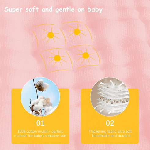 Lovely Care 12 Pack 100% 20''x10'' Muslin Burp Cloths Cotton Muslin Cloths Large Extra Soft and Absorbent Baby Burping