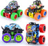 Push and Go Friction Powered Car, 4 Pack Monster Toys Truck Set for Boys 3-7 Years Old