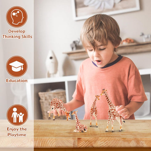 Toymany 4PCS Realistic Giraffe Figurines Playset - Includes Giraffe Cub, Educational Toy for Kids