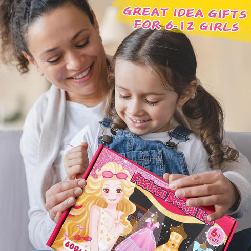 YEETIN Fashion Designer Kits for Girls Ages 6+, 600+ Pcs Kids Sewing Kits, Arts & Crafts Set, Doll Clothes Making