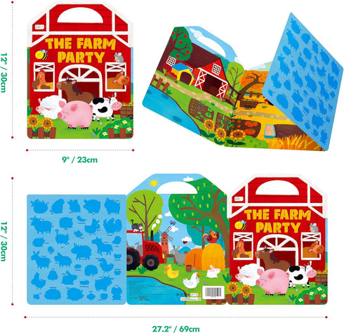 35 Reusable Sticker Book, Farm Animal Static Stickers Waterproof Animals & Insects Decals Matching Game Activity Books