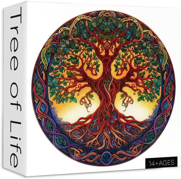 Tree of Life Puzzles for Adults, 1000 Pieces, Mandala Tree Jigsaw, Nature Plant Round Puzzles