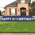 Happy 16th Birthday Banner Blue, Large 16th Bday Sign for Outdoor Decoration (9.8 x 1.6 feet)