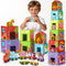 Atoylink Stacking Blocks Nesting Toys with Magnetic Animal Train, 6 Farm Cubes