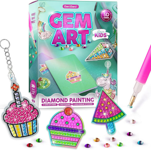 6-12 6, 7, 8, 9, 10, 11, 12 Dan&Darci Diamond Art Kit for Kids - Gem Painting - Arts & Crafts Kits for Ages - Gifts