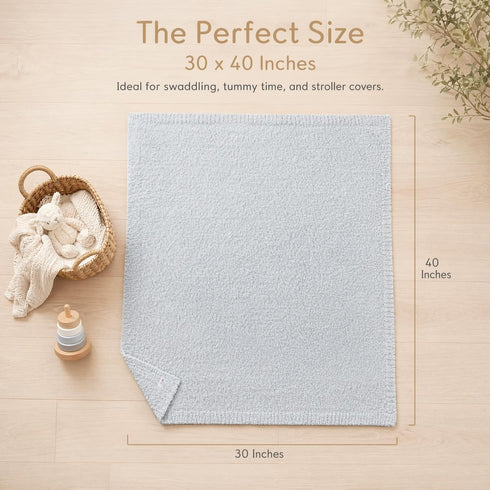 Sweet Dreams 30x40 Tummy Soft Baby Blanket - Breathable Blanket for Boys & Girls, Swaddle, Time (Blue)