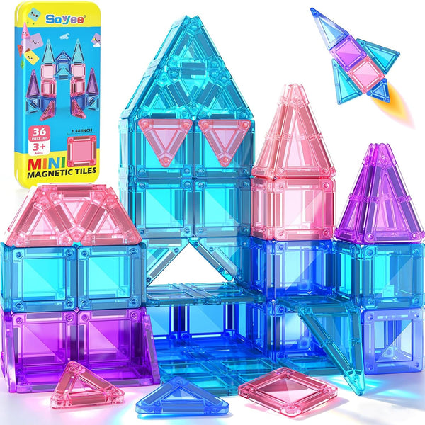 Soyee Magnetic Tiles Toddler Toys Travel Essential Games Magnet Building Blocks STEM
