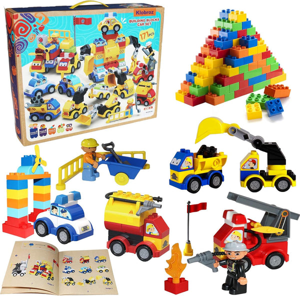 Building Blocks Car Set for Kids, 171 Pieces for Toddlers 2-5, Classic Large Building Bricks, Educational Toys