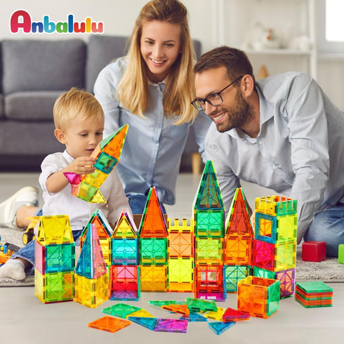 Magnetic Building Tiles Set, 3D STEM Stacking Toys, Magnet Building Blocks for Kids Boys Girls
