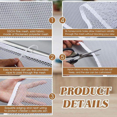 Banister Guard Balcony Netting for Kids Pets, 15 x 3 ft Baby Fence Door Net, Safety Stair Rail Mesh Net (No Drilling)