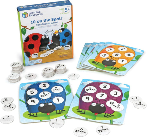 Learning Resources 10 on the Spot Ten Frame Game - Math Learning Games for Kids, 2-6 Players, Ages 5+