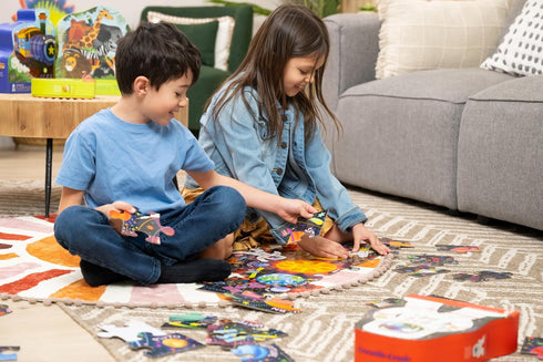 36-Piece 3-5 24" 18" Crocodile Creek Jigsaw Floor Puzzle - Fun Floor Puzzles for Kids Ages - Heavy-Duty Shaped Box