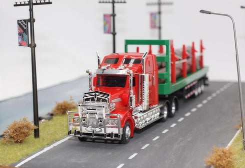 1:50 Gemini&Genius Timber Truck Toys for Kids, Heavy Duty Alloy Truck Timber Construction Vehicle, Scale Diecast