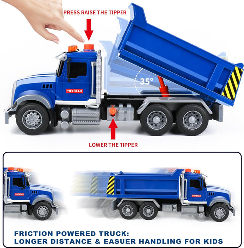 Dwi Dowellin Big Dump Truck Toys for Boys Age 3-5, Kids Toy with Lights and Sounds, Christmas Birthday Gift Car