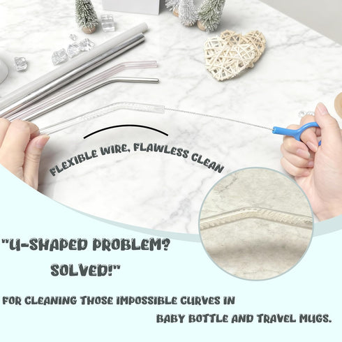 Hummingbird 20/30/40 oz Straw Cleaner Brush for Baby Bottles,Metal Straw Cleaning Brush with Nylon Bristles,Straw Brush