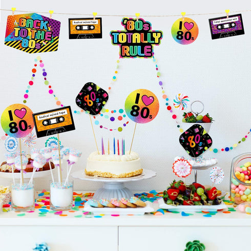 24 Pieces 80's Retro Decorations, 1980's Centerpiece Sticks for Baby Shower or Birthday Party