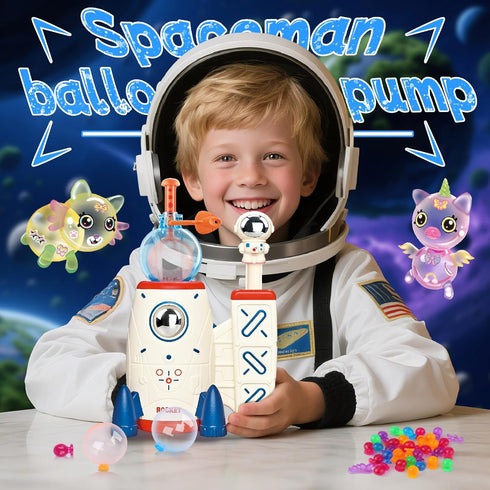 195PCS 3+ Amy&Benton DIY Sticky Balloons with Pump, Space Rocket Balloon the Funny Inflator Toy, Magic Balloon Maker