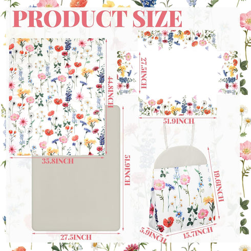 4 Set Oudain Piece Spring Flower Crib Bedding Including Spring Wild Flower Crib Skirt, Blanket, Sheet and Diaper