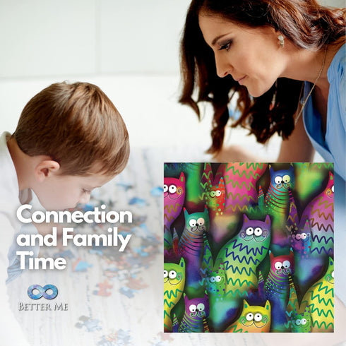 Better Me Funky Felines - Square 1000 Piece Puzzle - Funny & Colorful Cat Puzzles for Adults