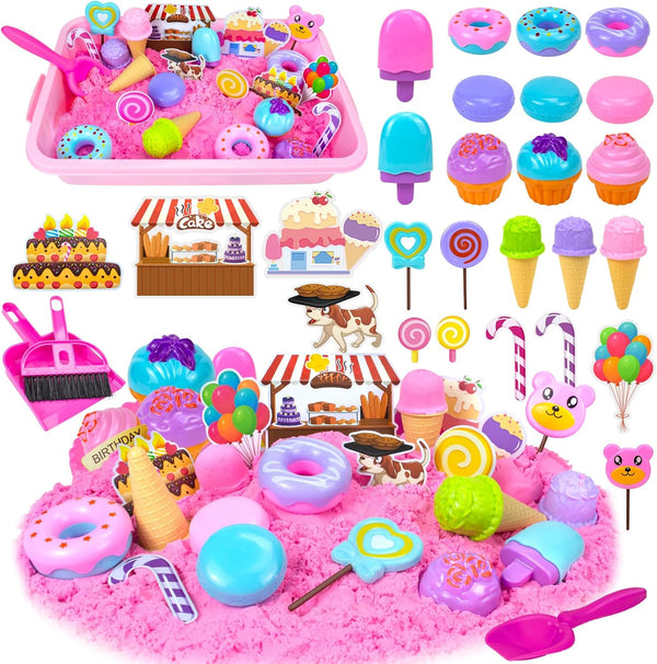 Sensory Bin, Ice Cream Play Sand Set with Magic Sand Toy for