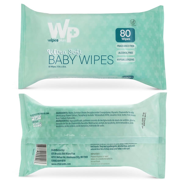 WIPESPLUS Baby Wipes, Hypoallergenic Ultra Soft Wipes for Sensitive Skin, Unscented, Alcohol