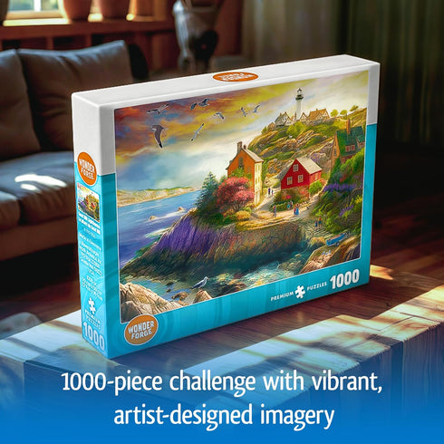 1000 Wonder Forge Goat Hill Lighthouse Piece Jigsaw Puzzle for Adults | Unique, Perfectly-Fitting Pieces | Fun, Vibrant